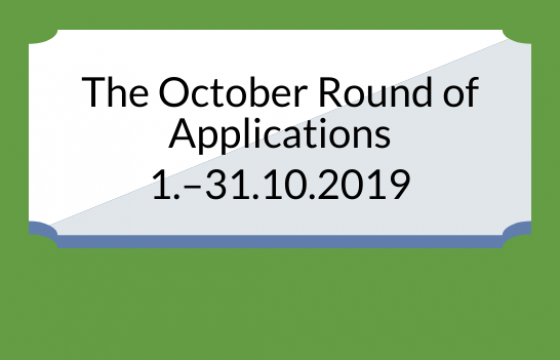 The October round of Applications is 1.-31.10.2019