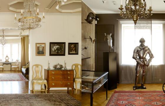 Näkymä Reitzin säätiön kokoelmista, halli ja asehuone. Kuva: Katja Hagelstam
