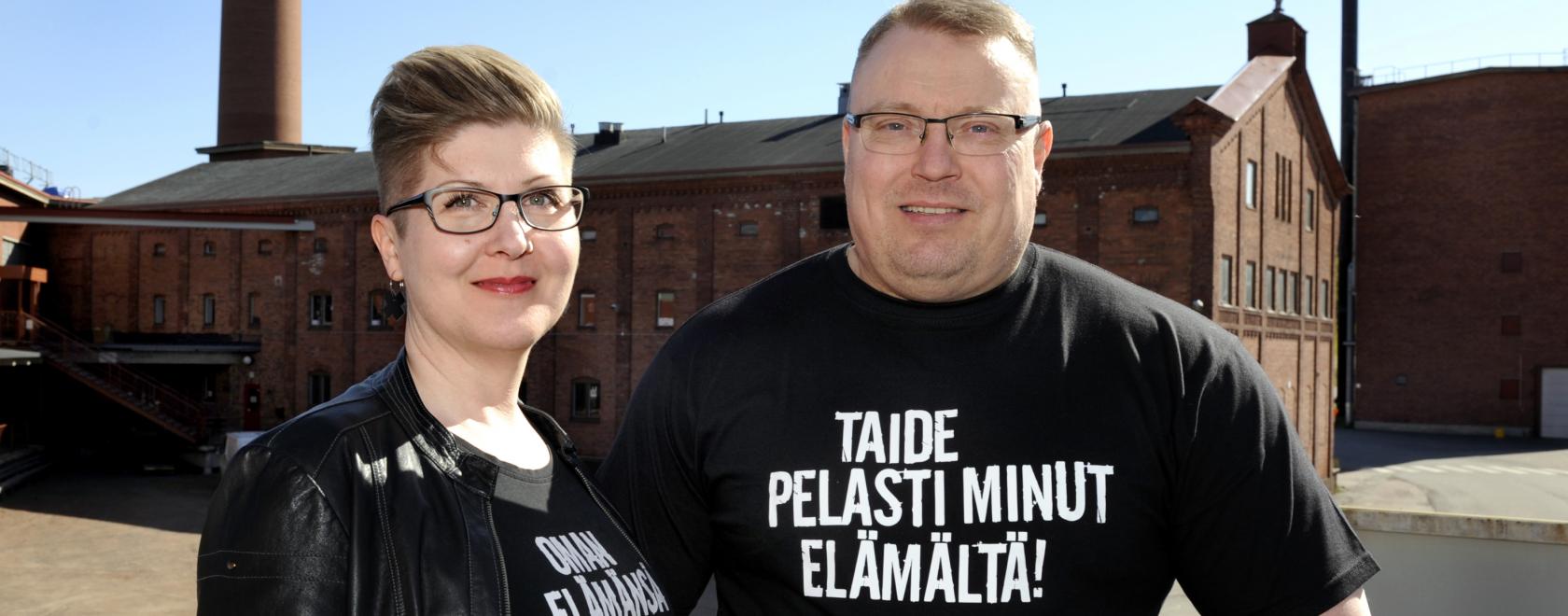 Kymijoen Taidepadon aktiivit Amanda Hyökki ja Vesa Parvinen. Kuva: Johannes Wiehn
